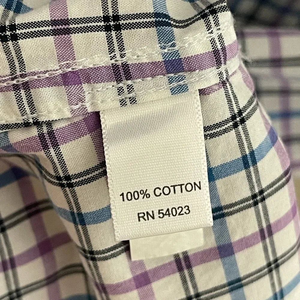 Banana Republic Men's Blue and Red Checkered Shirt